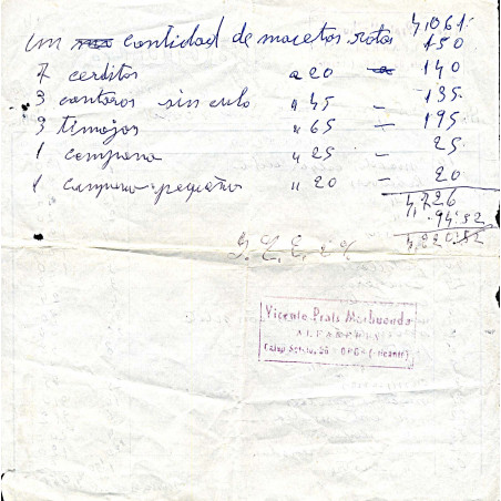Segunda parte de la factura para Prats Poquet - 2