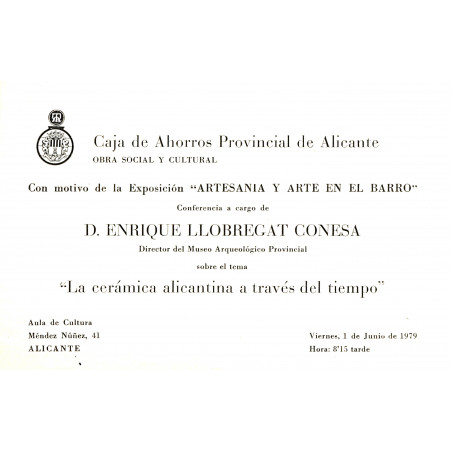 anuncio de una exposición de piezas de cerámica en Alicante